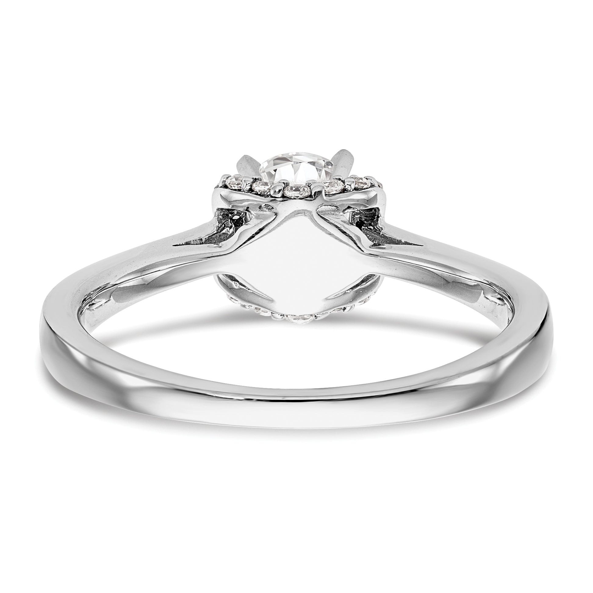 14K White Gold Peg Set Simulated Diamond Engagement Ring