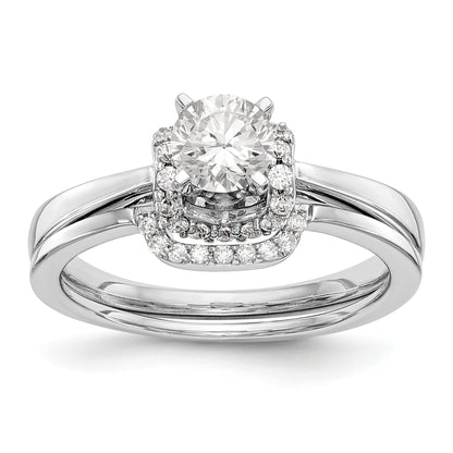 14K White Gold Peg Set Simulated Diamond Engagement Ring