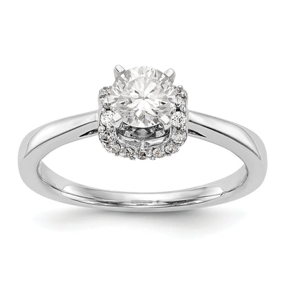 14K White Gold Peg Set Simulated Diamond Engagement Ring