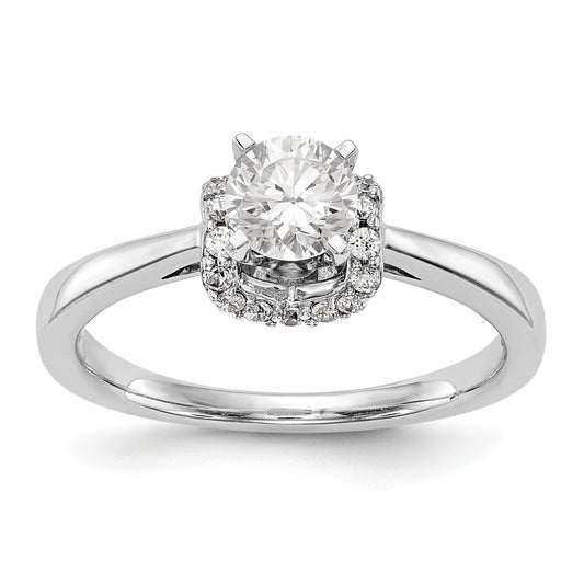 14K White Gold Peg Set Simulated Diamond Engagement Ring