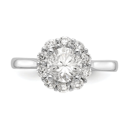 14k White Gold Round Halo Simulated Diamond Engagement Ring