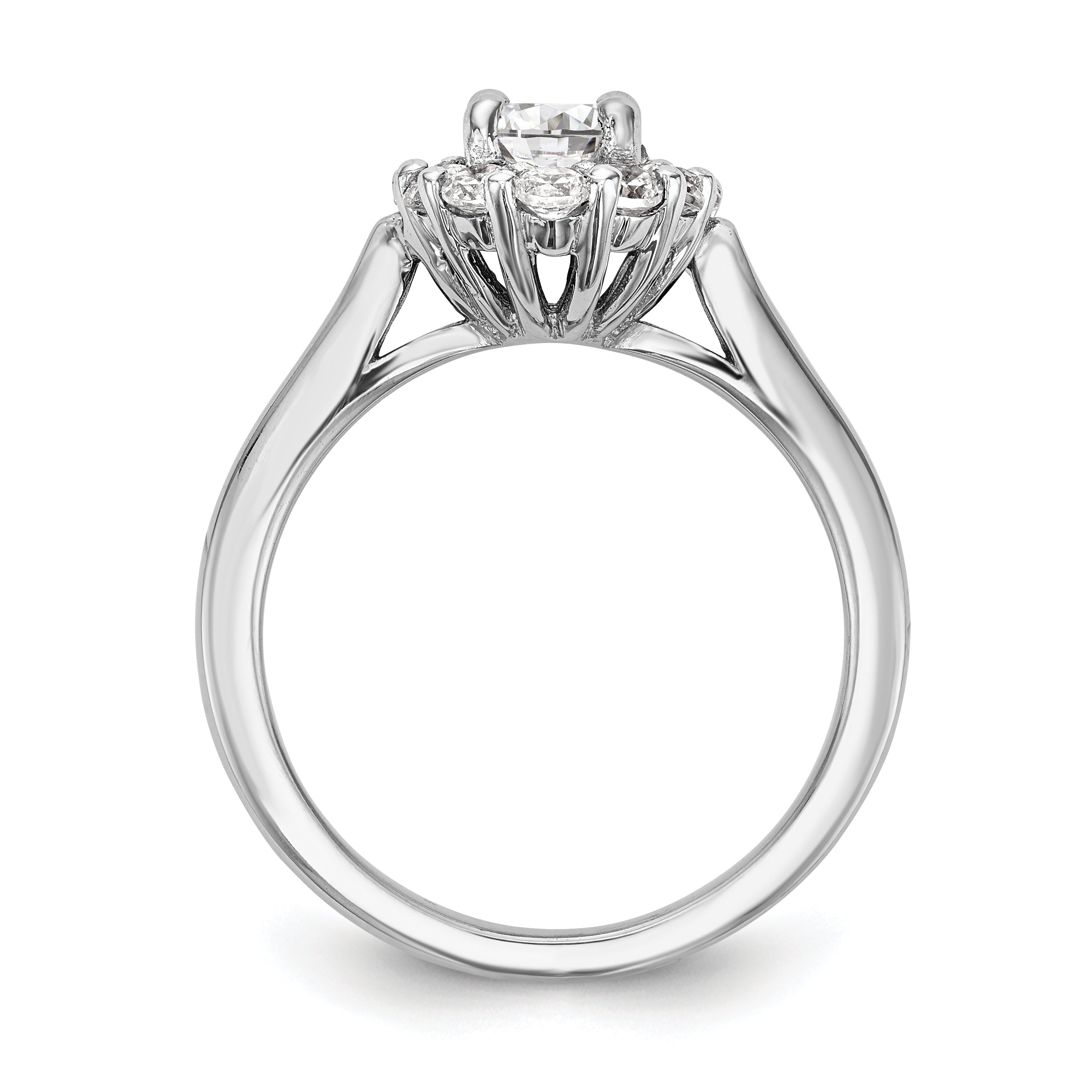 14k White Gold Oval Halo Engagement Simulated Diamond  Ring