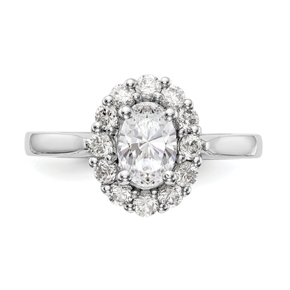 14k White Gold Oval Halo Engagement Simulated Diamond Ring