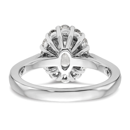 14k White Gold Oval Halo Engagement Simulated Diamond Ring
