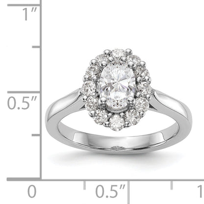 14k White Gold Oval Halo Engagement Simulated Diamond  Ring