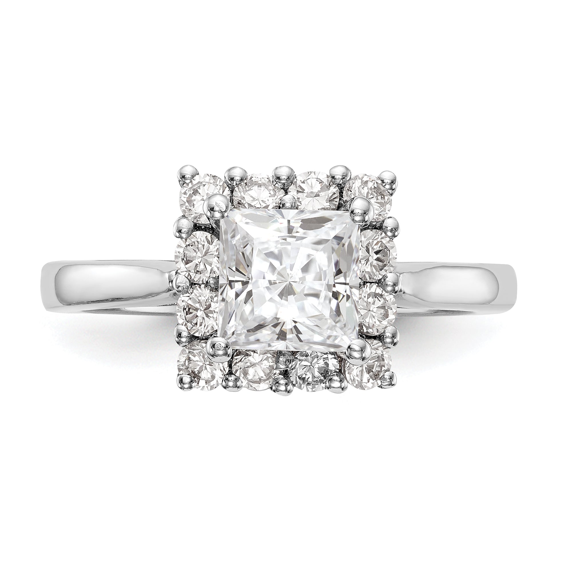 14kw Princess Halo Engagement Simulated Diamond Ring