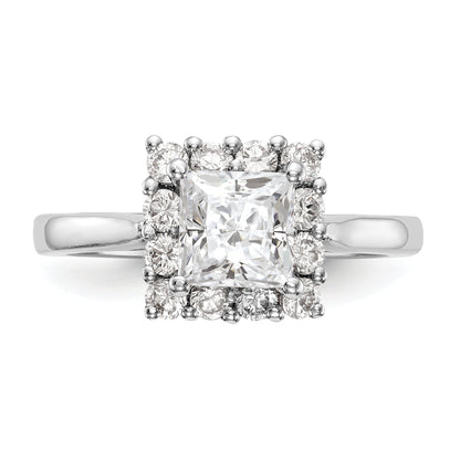 14kw Princess Halo Engagement Simulated Diamond Ring