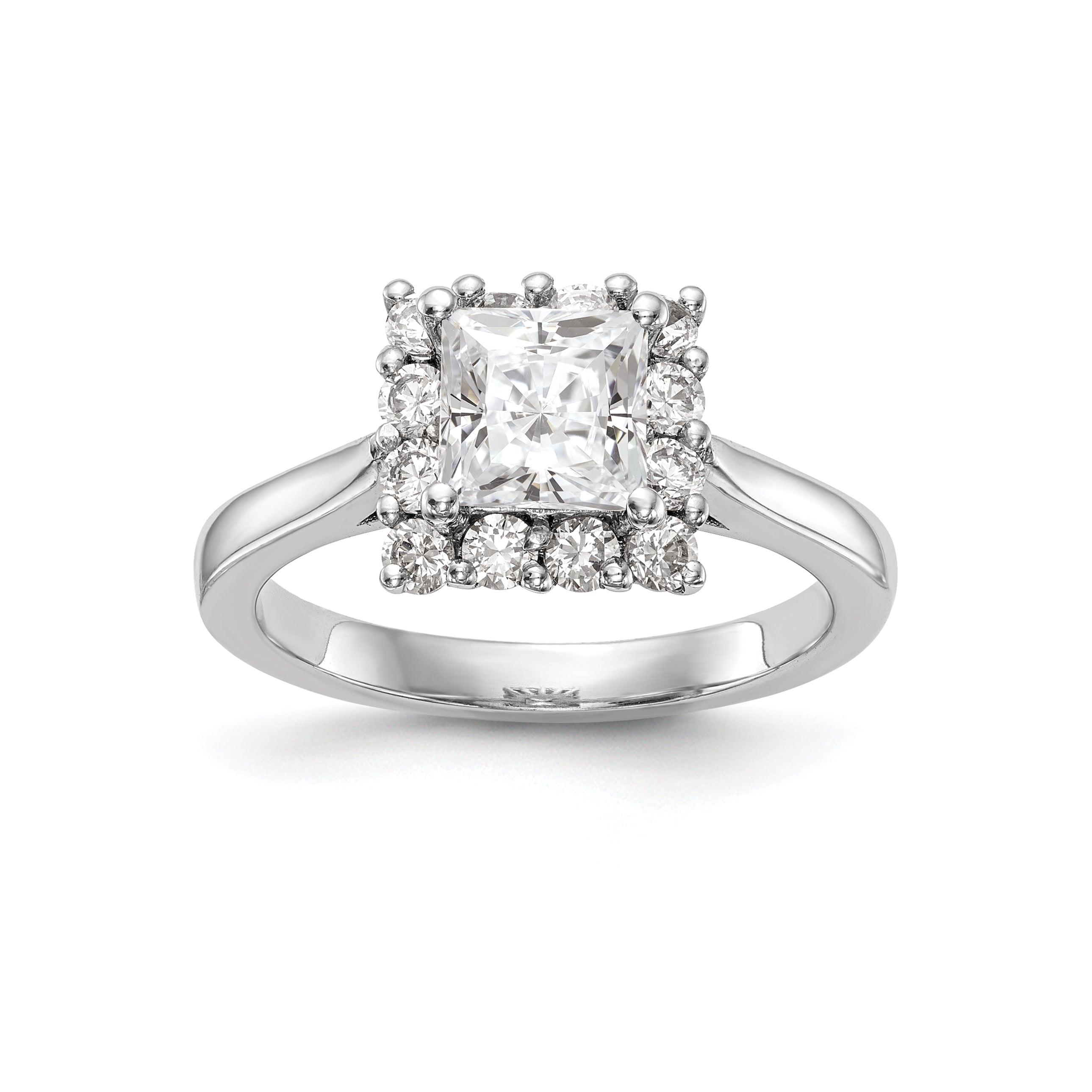 14kw Princess Halo Engagement Simulated Diamond Ring