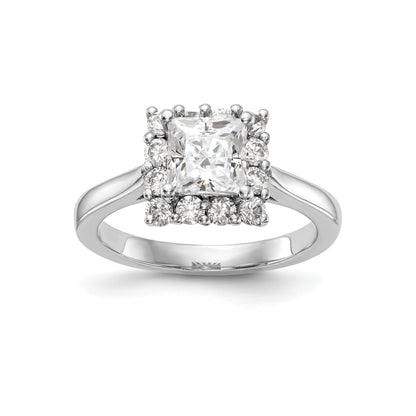 14kw Princess Halo Engagement Simulated Diamond Ring