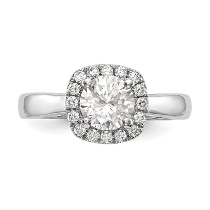 14k White Gold Round Halo Simulated Diamond Engagement Ring