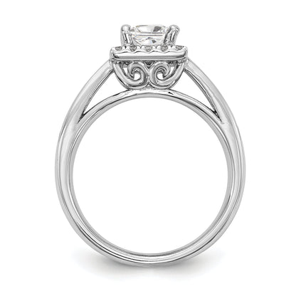 14k White Gold Princess Halo Simulated Diamond Engagement Ring