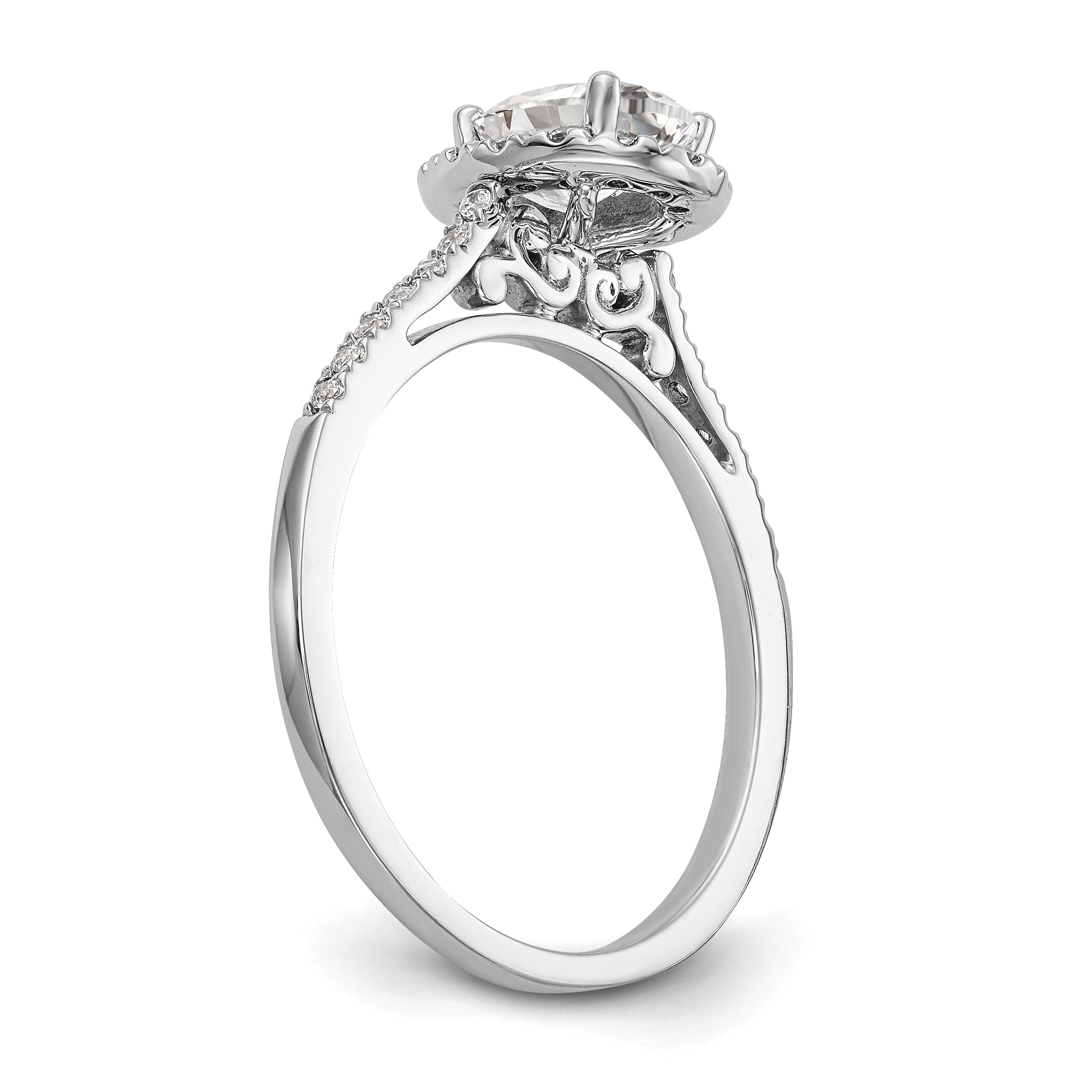 6x8mm Oval CZ Halo Style Engagement Ring 14K White Gold