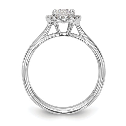 14k White Gold Round Halo Simulated Diamond Split Shank Engagement Ring
