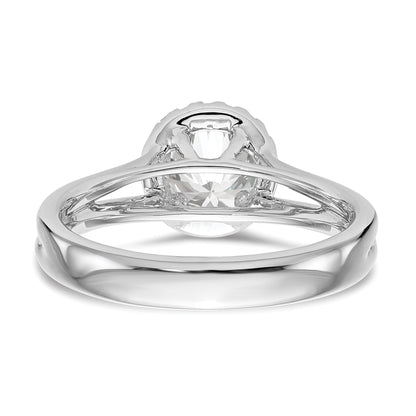 14k White Gold Round Halo Simulated Diamond Split Shank Engagement Ring