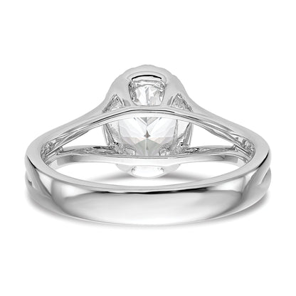 14k White Gold Oval Halo Simulated Diamond Split Shank Engagement Ring