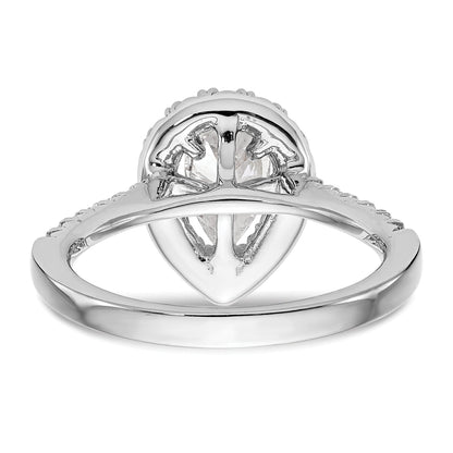 14kw Pear Halo Simulated Diamond Engagement Ring