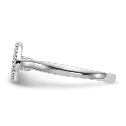 14K White Gold Peg Set Dia CZ Round Halo Engagement Ring