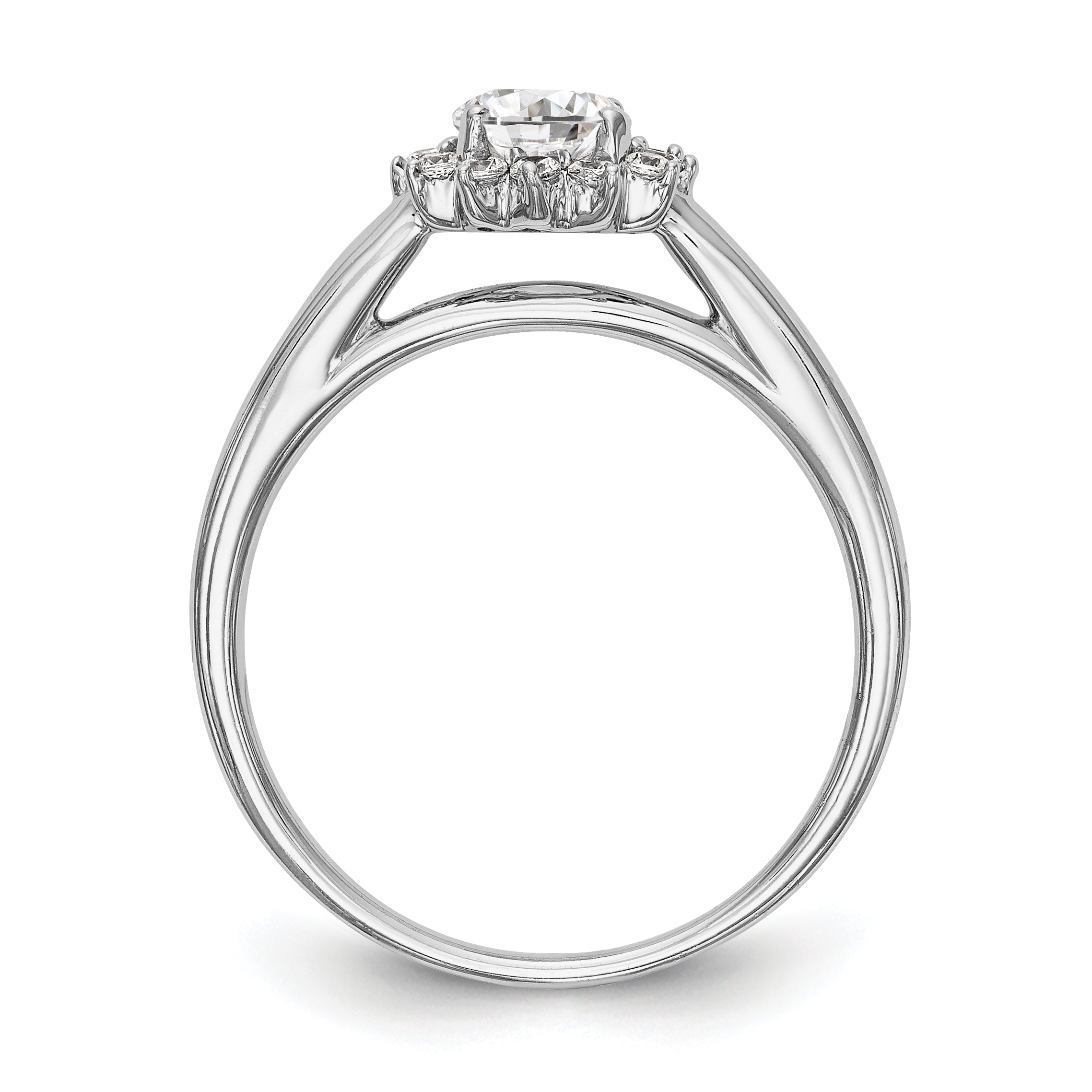 14K White Gold Round Simulated Diamond Halo Engagement Ring