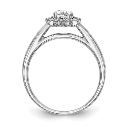 14K White Gold Round Simulated Diamond Halo Engagement Ring