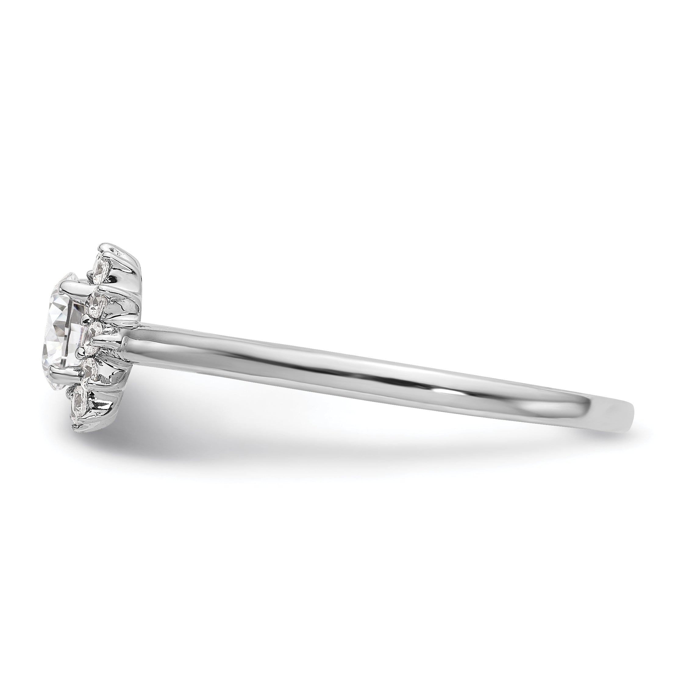14K White Gold Round Simulated Diamond Halo Engagement Ring
