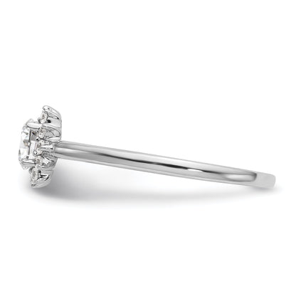 14K White Gold Round Simulated Diamond Halo Engagement Ring