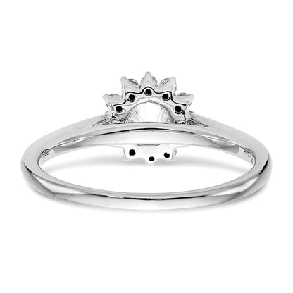 14K White Gold Round Simulated Diamond Halo Engagement Ring