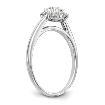 14K White Gold Round Simulated Diamond Halo Engagement Ring