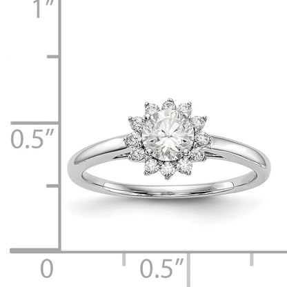 14K White Gold Round Simulated Diamond Halo Engagement Ring