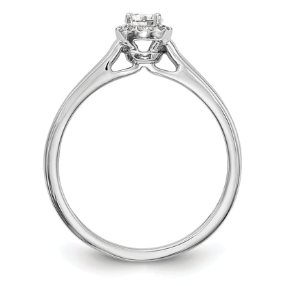 14K White Gold Round Simulated Diamond Halo Engagement Ring