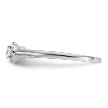 14K White Gold Round Simulated Diamond Halo Engagement Ring
