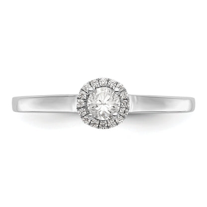 14K White Gold Round Simulated Diamond Halo Engagement Ring