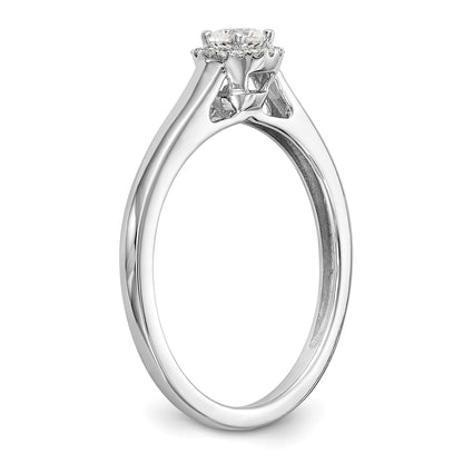 14K White Gold Round Simulated Diamond Halo Engagement Ring