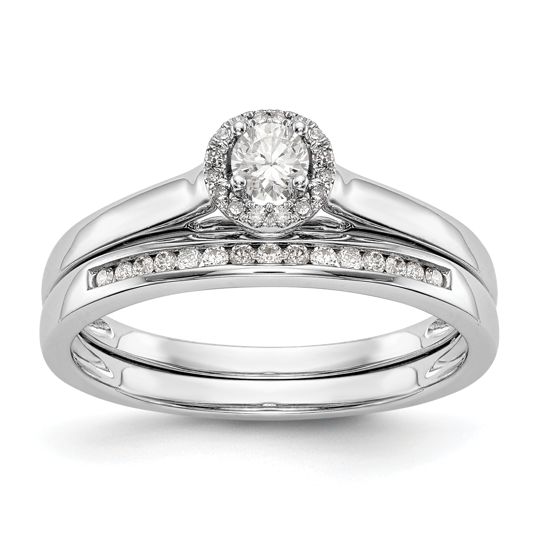 14K White Gold Round Simulated Diamond Halo Engagement Ring