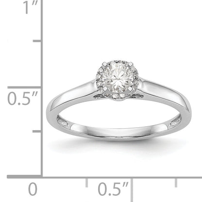14K White Gold Round Simulated Diamond Halo Engagement Ring