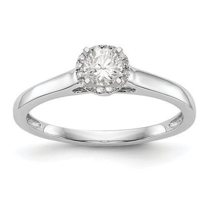 14K White Gold Round Simulated Diamond Halo Engagement Ring