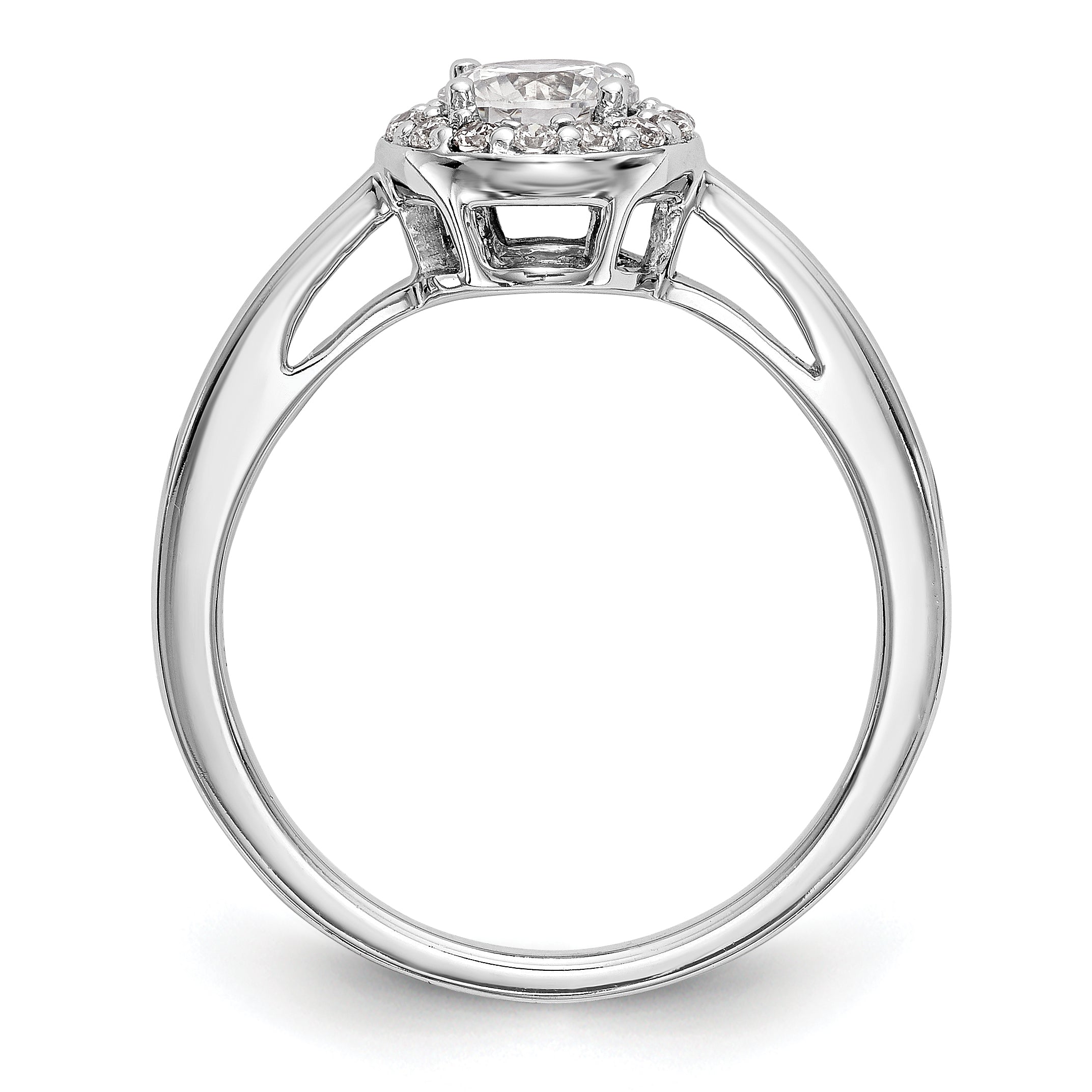 14K White Gold Round Simulated Diamond Halo Engagement Ring