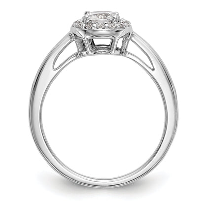 14K White Gold Round Simulated Diamond Halo Engagement Ring