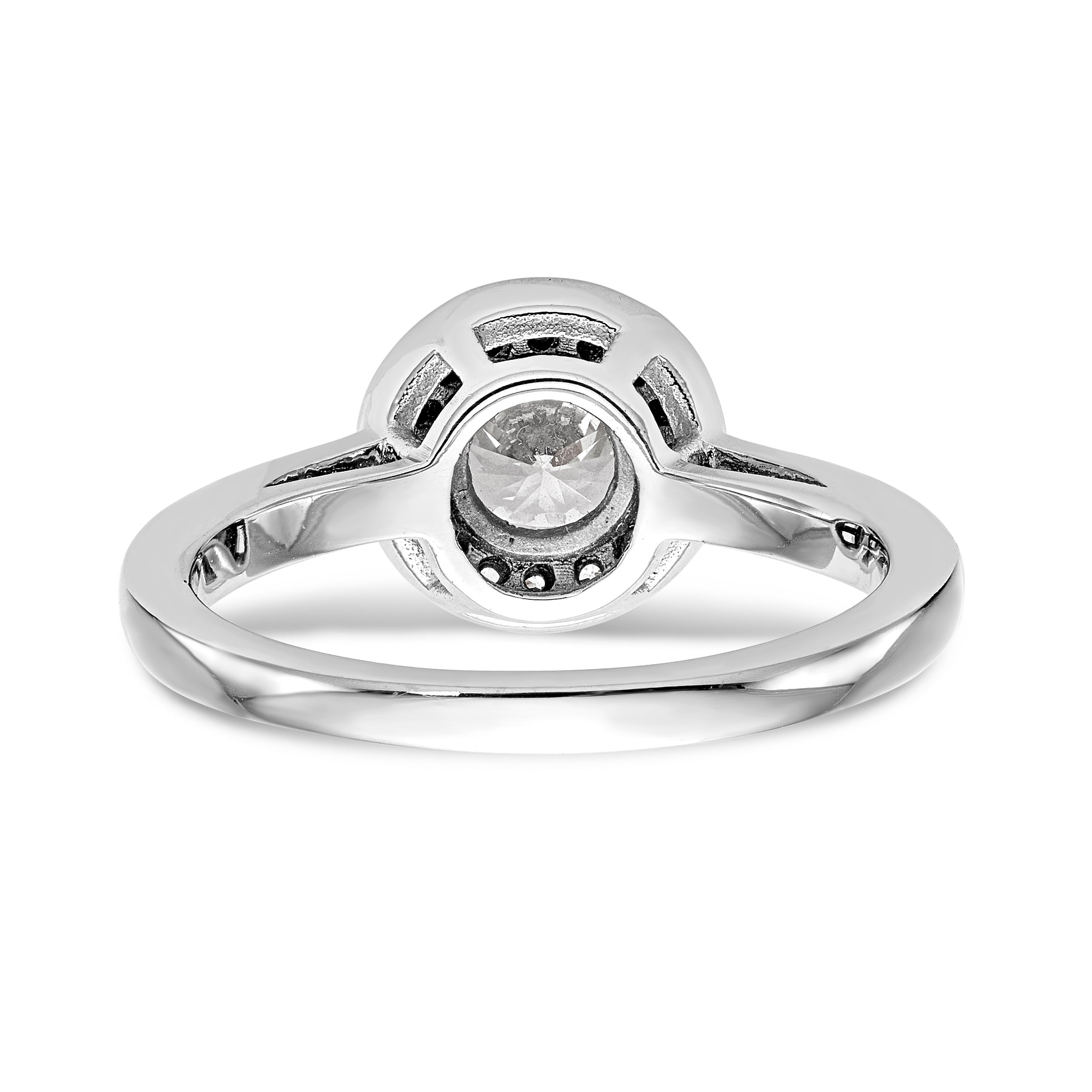 14K White Gold Round Simulated Diamond Halo Engagement Ring