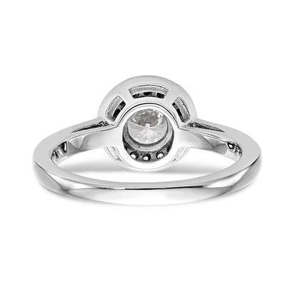14K White Gold Round Simulated Diamond Halo Engagement Ring