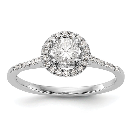 3/4 Ct. T.W. Natural Diamond Halo Engagement Ring in 14K White Gold