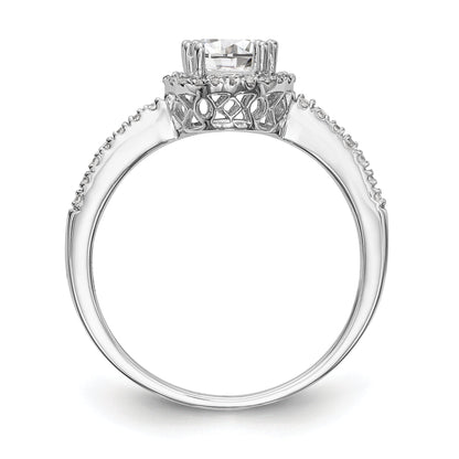 14K White Gold Round Simulated Diamond Halo Engagement Ring
