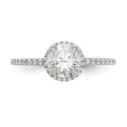 14K White Gold Round Simulated Diamond Halo Engagement Ring