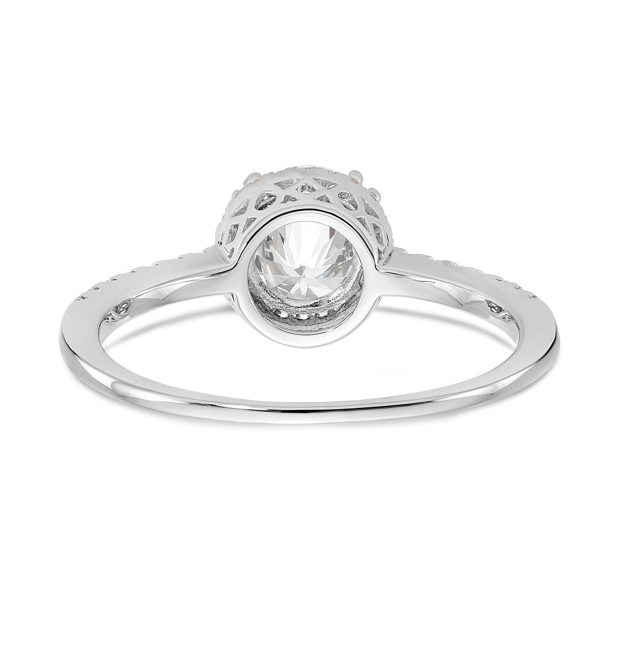 14K White Gold Round Simulated Diamond Halo Engagement Ring