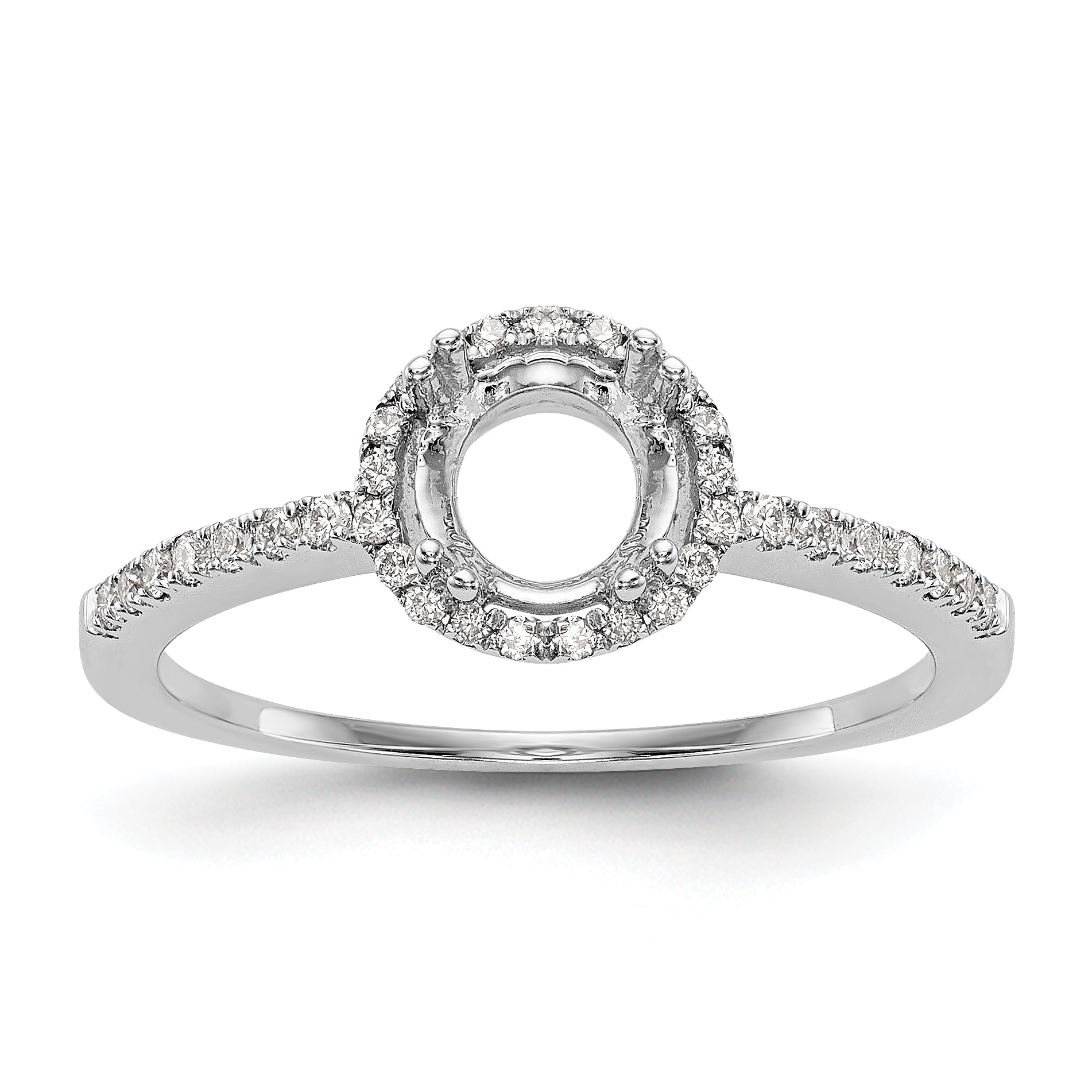 14K White Gold Round Simulated Diamond Halo Engagement Ring