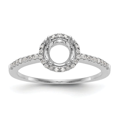 14K White Gold Round Simulated Diamond Halo Engagement Ring