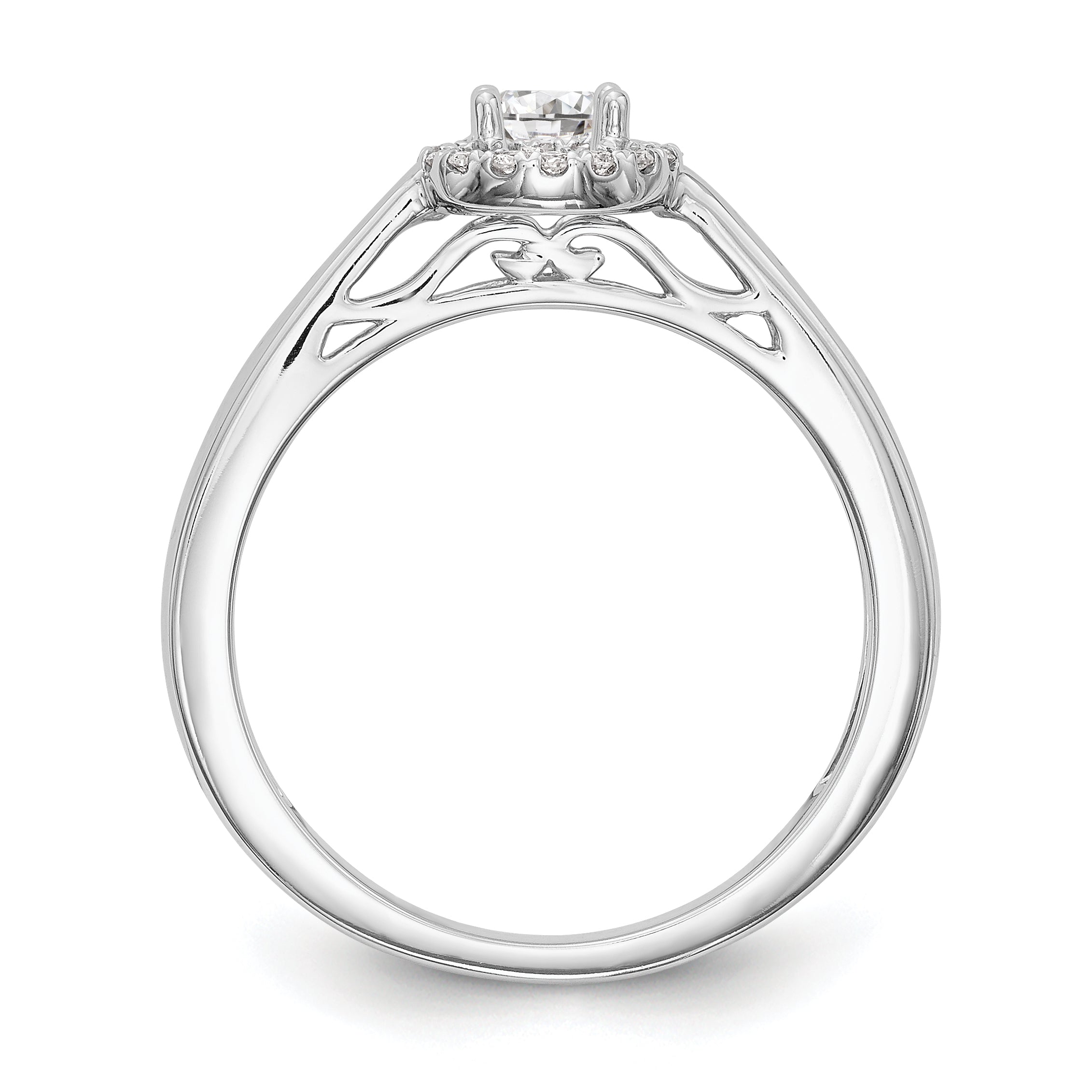 14K White Gold Round Simulated Diamond Halo Engagement Ring