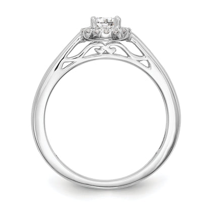 14K White Gold Round Simulated Diamond Halo Engagement Ring