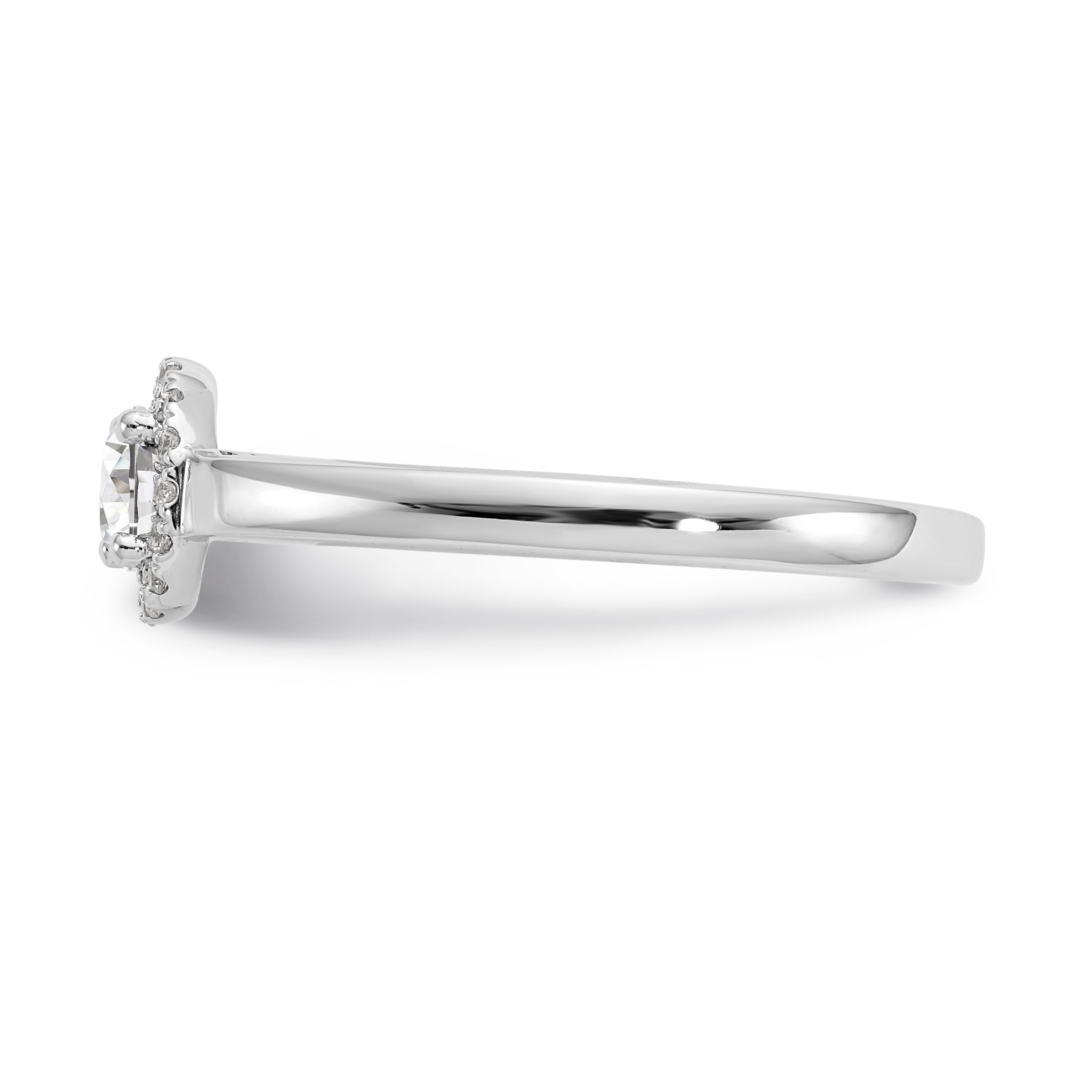 14K White Gold Round Simulated Diamond Halo Engagement Ring