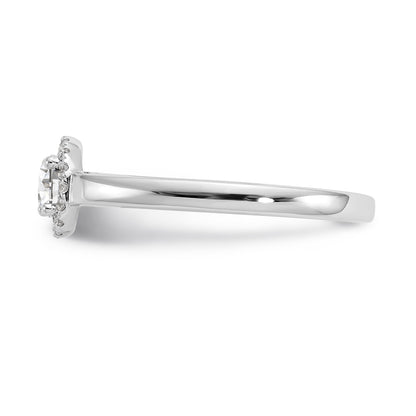 14K White Gold Round Simulated Diamond Halo Engagement Ring