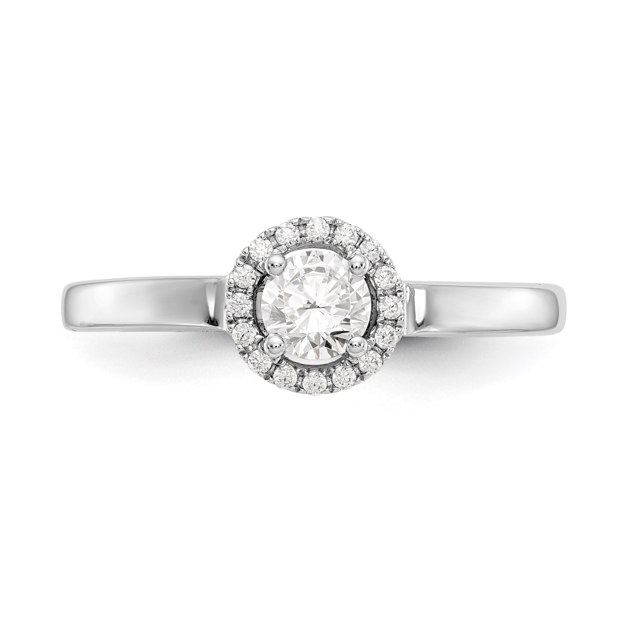 14K White Gold Round Simulated Diamond Halo Engagement Ring